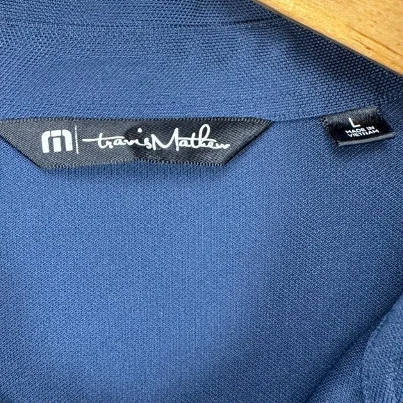 Travis Mathew Mens Golf Polo Shirt Large Dark Blue Short Sleeve Rugby Stretch